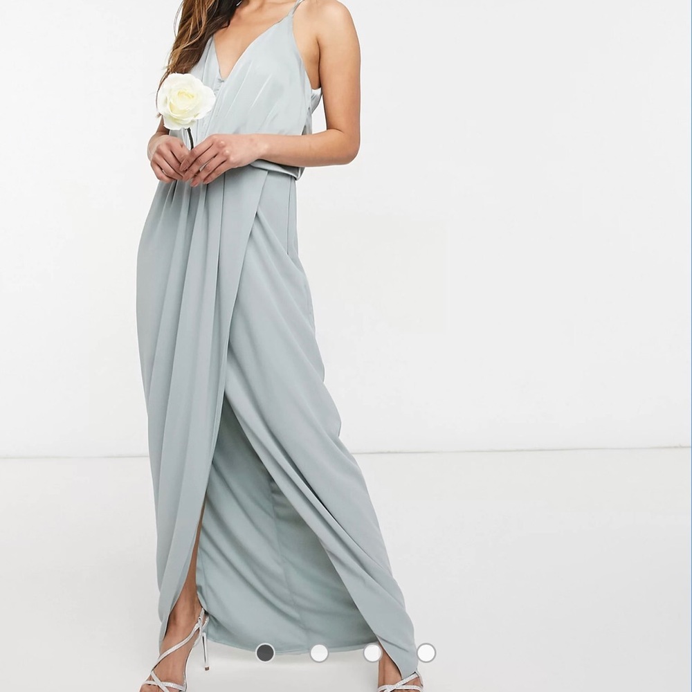 ASOS BNWT formal party satin halterneck dress sage